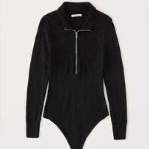Abercrombie & Fitch Black Sweater Zip-Up Bodysuit